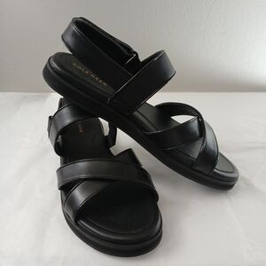 Cole Haan Black Sandals Leather Womens Sz 9B Shoes NEW